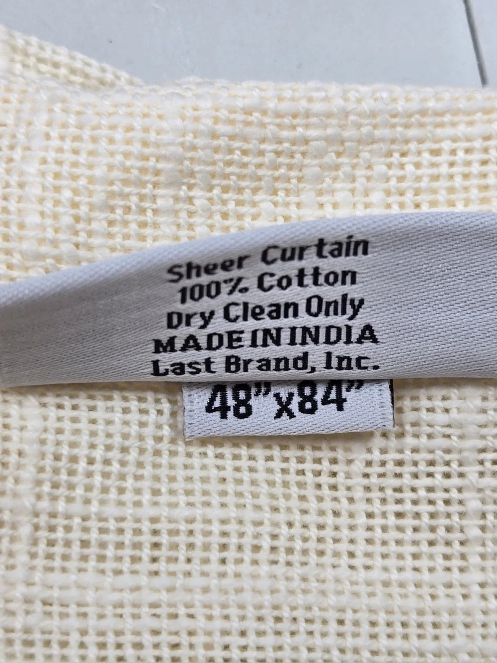 NWT QUINCE Set Of 4 48x84 Cotton Sheer Curtains Ivory 1082